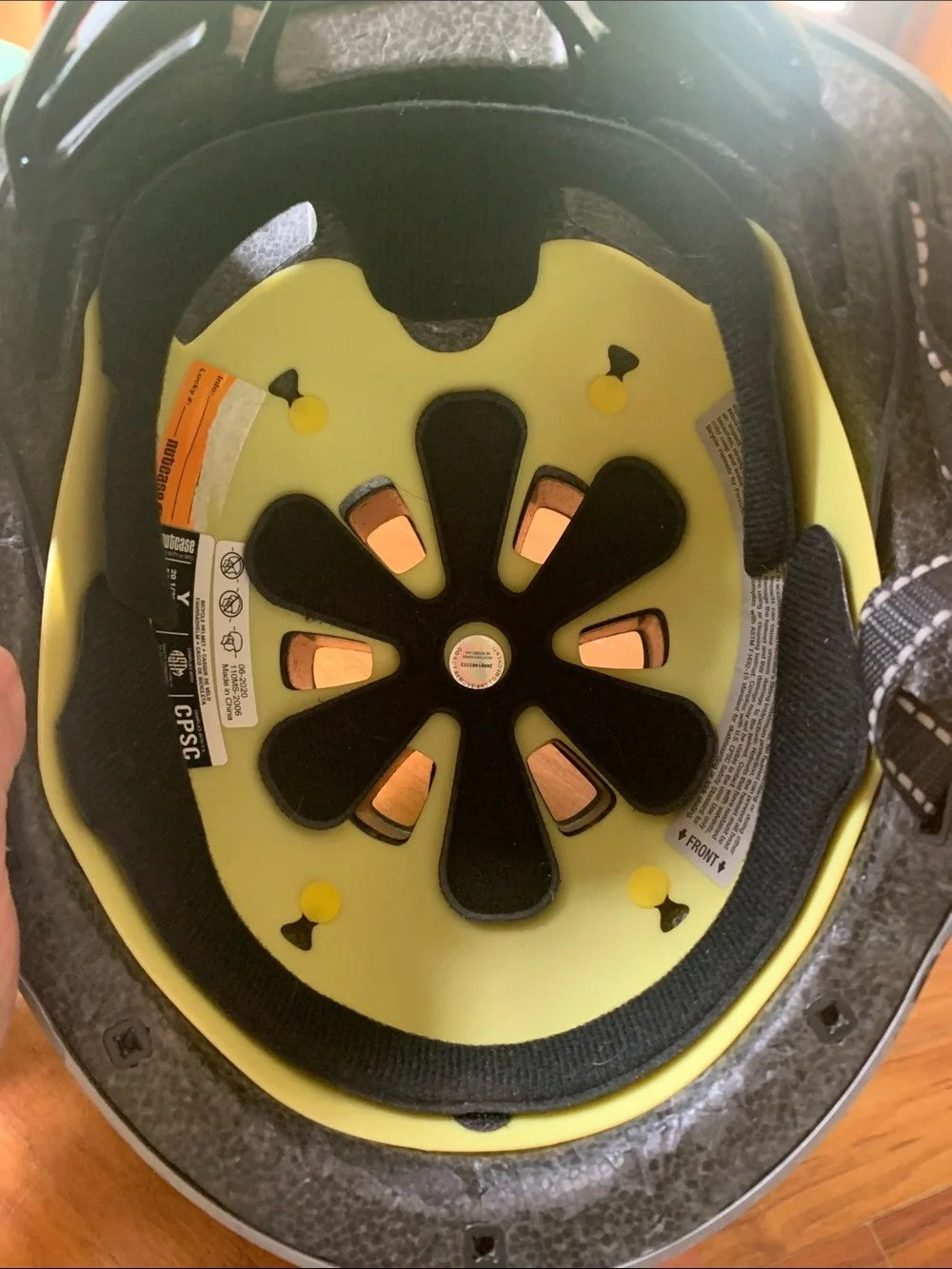Nutcase Grey Helmet with Neon Green Accents size Y